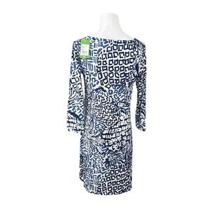 Lilly Pulitzer Sophie Shift Dress MEDIUM Home Slice Blue White 50+ UPF NEW‎ thumbnail 5