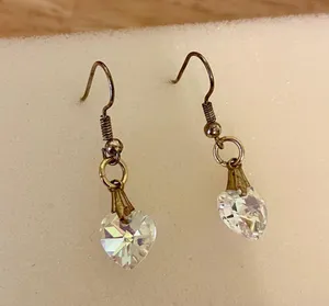 Dangly Heart Crystal Earrings thumbnail 1