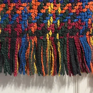 💖Colorful Plaid Woven Yarn Fringe Heavyweight Jacket Dopamine Artsy‎ Maximalist thumbnail 6