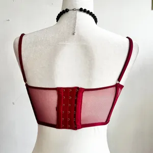 Red Sheer Lace Bralette, Y2K, Lingerie, Coquette, Romantic, Soft‎ Grunge, Small thumbnail 3