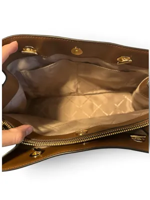 Michael Kors Teagen Large Logo Shoulder Bag Brown MK Monogram EUC purse handbag thumbnail 14