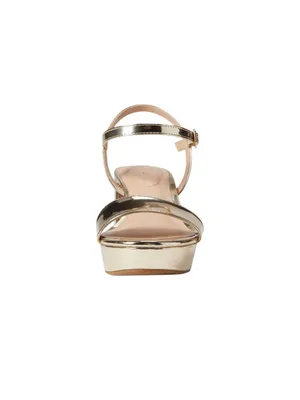NWT Bandolino Pennie Platform Block Heel Sandals BNPENNIE3 Platino Gold 6M thumbnail 2