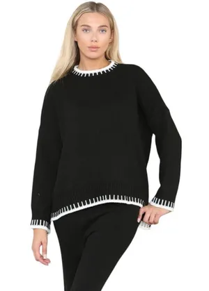 Amazon Black and white knit sweater thumbnail 1
