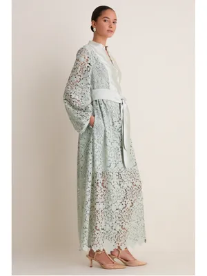 Tuckernuck Sage Lace Calliope Dress M Eyelet Long Puff Sleeve Wedding Feminine thumbnail 3