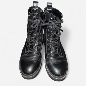 River Island Women's Black Laced and Zipper Combat Boots thumbnail 2