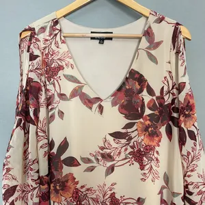 Lulus Shifting Dears Floral‎ Shift Dress Cut Out Sleeve Beige Cream Mini Large thumbnail 6