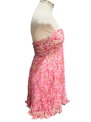 Lulus Radiantly Sweet White and Pink Floral Halter Mini Dress. Size Medium NWT thumbnail 3