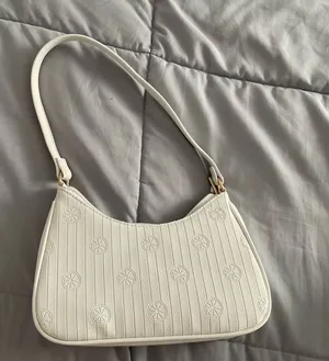 White Embossed Shoulder Bag Y2K Baguette Purse thumbnail 1