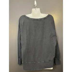 OFFLINE By Aerie Sweatshirt Womens XS Gray Waffle Boat Neck Relaxed Pullover thumbnail 5