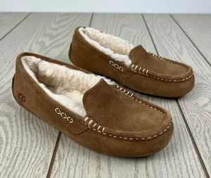 UGG Ansley Slipper Shoes US6 Chestnut (tan) $100 Indoor Outdoor Moccasin Flat thumbnail 1