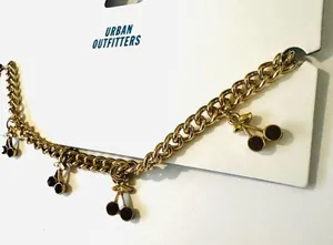 Urban Outfitters Cherry Charm Necklace NWT! Gold/ruby thumbnail 2