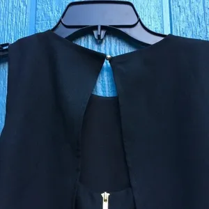 Banana Republic Black Ruffle Top Sleeveless Little Black Dress Size 0P v6x thumbnail 5