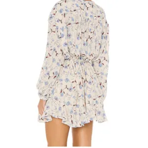 NWT Free People Dress Sz M Mini Flower Fields Ivory Floral Long Sleeve Boho $128 thumbnail 2