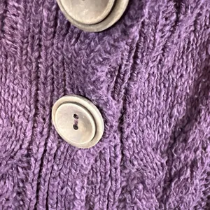 Free People Plum Purple Cable Knit Button Front Cardigan Sweater Small Boho‎ thumbnail 5