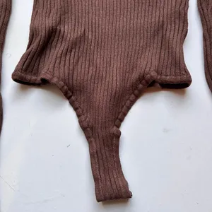Nasty Gal Brown Ribbed Long Sleeved Bodysuit Women’s US Size 4 thumbnail 6