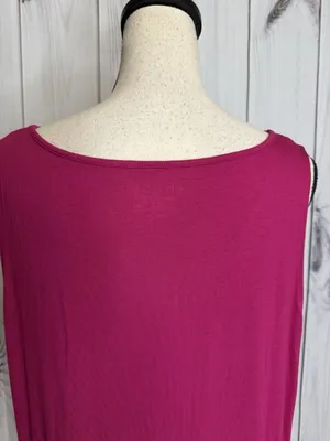 Chico's Sleeveless V-Neck Tank Top Size 3 XL Hot Pink Minimalist Capsule Rayon thumbnail 7