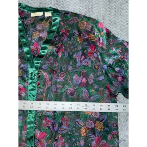 Victoria's‎ Secret Vintage 90's GOLD LABEL Floral Satin Sheer Sleep Lounge Top M thumbnail 6