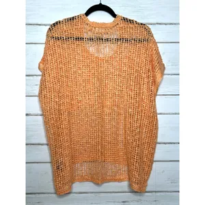 POL Peach Open Knit Crochet Sweater Top Size Small Boho Beachy Oversized thumbnail 2