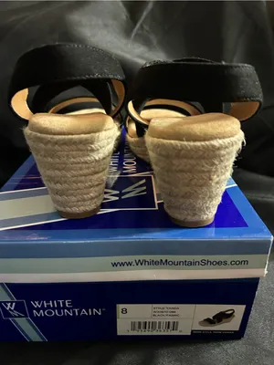White Mountain Yanda Black Espadrille Wedge Sandals In Original Box SZ 8 thumbnail 5