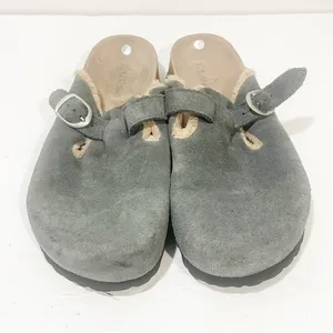 LL Bean Size 10 Green Leather Suede Slip on Clog Mule Buckle thumbnail 2