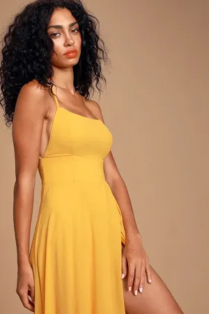 Lulus Dreamy Romance Mustard Yellow Backless Maxi Dress thumbnail 4