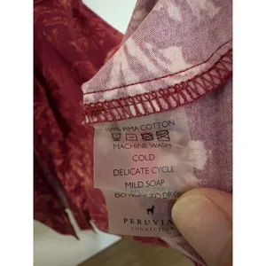 Peruvian Connection Burgundy‎ Floral Damask Pima Cotton Wrap Robe Womens Large thumbnail 3