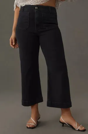 Anthropologie Maeve The Colette High Rise Crop Wide Leg Jeans Patch Pocket thumbnail 1