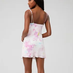 Revolve RESA Teenie Mini Dress Cotton Candy Tie Dye‎ XS Cowl Neck Tie Straps NEW thumbnail 2