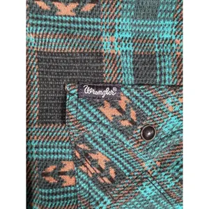 WRANGLER S Retro Punch Boyfriend Flannel‎ Shacket Aztec southwestern print Pearl thumbnail 3