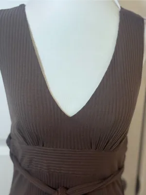 Volcom Mini Dress XS Ribbed Open Back Tie Waist Beach Resort Vacation Boho Surf thumbnail 5
