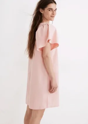 Madewell Poplin Flutter Sleeve Dress Light Pink Medium thumbnail 3