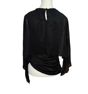 SheIn Black shawl blouse thumbnail 6