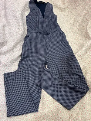 Zara Navy Geometric Sleeveless Wide-Leg Jumpsuit thumbnail 1