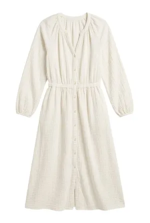 Pact Cream Gauze Midi Dress Size Small thumbnail 1