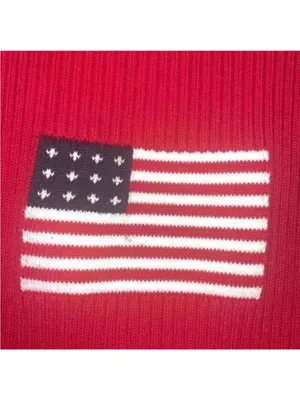 💕Vintage Crystal-Kobe Red Ribbed Knit American Flag Tank Top Shirt thumbnail 3