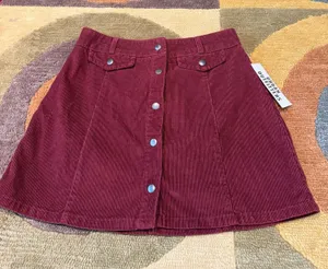 NWT BDG Urban Outfitters Maroon Corduroy Mini Skirt High Waisted Size Medium thumbnail 1