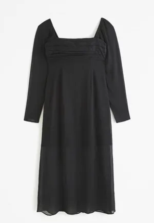 Abercrombie and fitch Emerson chiffon black long sleeve midi dress thumbnail 1