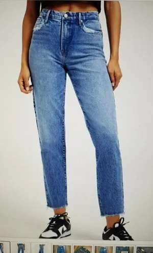 Good American Good Vintage Straight Leg Fray Jeans Indigo Blue Women's Sz 6/28 thumbnail 1