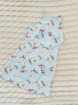 French Connection Light Blue Floral High Neck Dress thumbnail 3