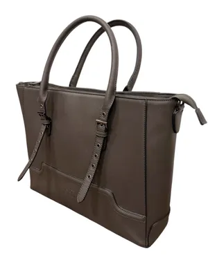 Laptop Travel Tote Bag Granite Grey Saffiano Eco Leather 15.6in Size Large thumbnail 3