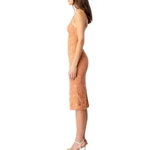 Bardot Women's Riviera CrossoverHalter Neck Lace Corset Dress in Rust. XL. NWT thumbnail 3