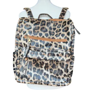 Leopard Print Backpack with Additional‎ Strap Black thumbnail 2