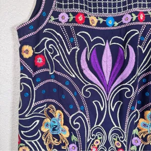 Maeve Anthropologie Blue Floral Embroidered Mini Shift Dress Womens 2 Sleeveless thumbnail 12