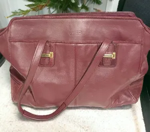 Coach‎ Taylor Red Leather Alexis Carryall Bordeaux Shoulder Bag Tote 25205 Gold thumbnail 1