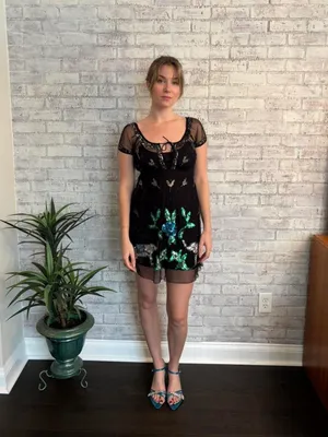Free People Sheer and Sequin Mini Dress thumbnail 4