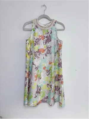 Women's Belle Badgley Mischka Mini Dress Size 4 White Multi-color thumbnail 2
