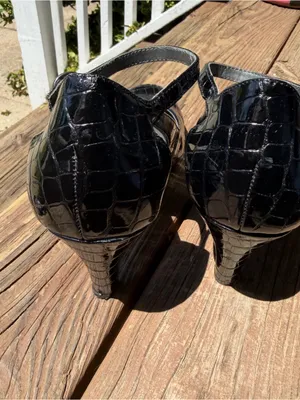 Sam & Libby Black Croc Embossed Mary Jane Pumps Womens 8M Block Heel Shoes thumbnail 8