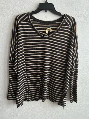 We The Free Striped Scoop Neck Long Dolman Sleeve Top M thumbnail 5