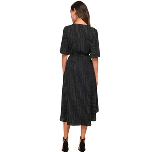 Lulus Farah Black White Triangle Print High Low Wrap‎ Midi Dress S thumbnail 13