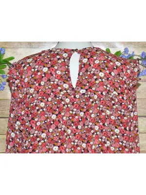 KNOX ROSE Women’s Peasant Blouse Top Size XXL Pink Floral Smocked Shabby Chic thumbnail 9